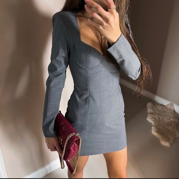 ZARA WOMAN FW21 GRAY SHORT FITTED DRESS 8833/317 - Picture 11 of 14